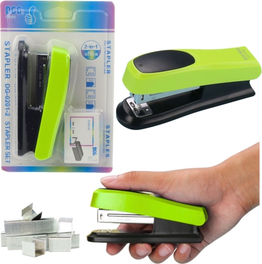 Agrafeuse de bureau verte pour 30 feuilles avec set d’agrafes
