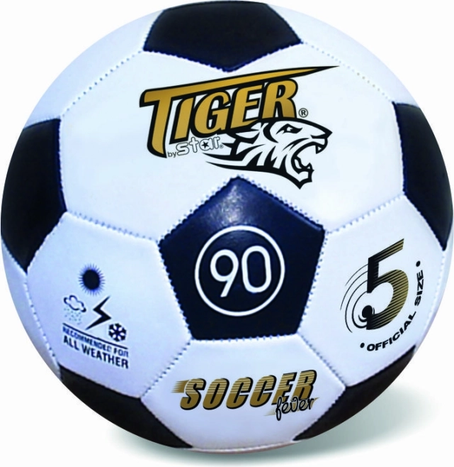 Ballon de football en cuir, taille 5, noir et blanc
