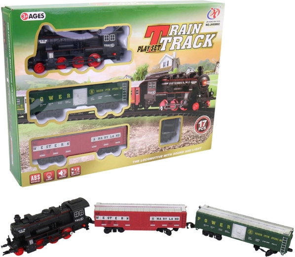 Coffret de train historique avec rails à piles, avec lumière et son