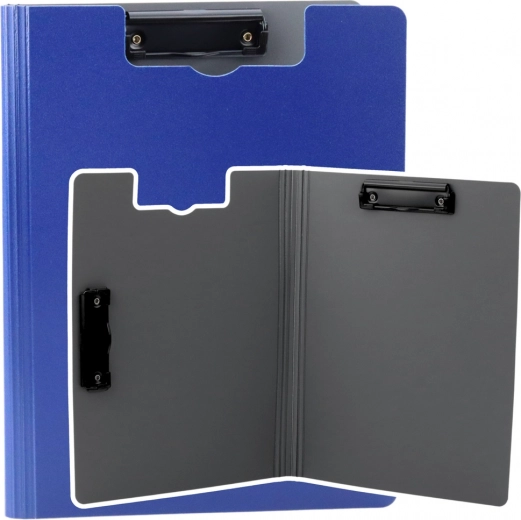 Porte-bloc A4 bleu avec deux pinces