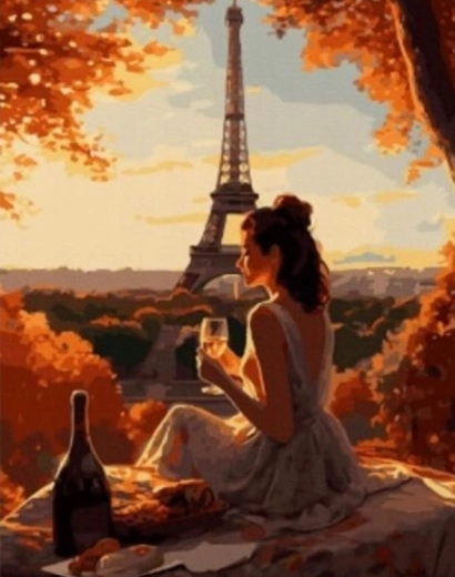 Peinture diamant – Femme à Paris 30 × 40 cm