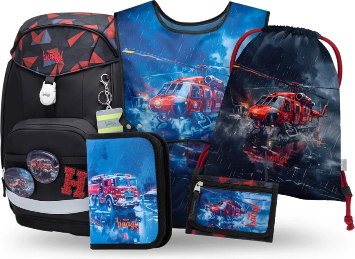 Baagl set scolaire Airy Plus Secouristes – sac à dos, trousse, sac, tablier et porte-monnaie