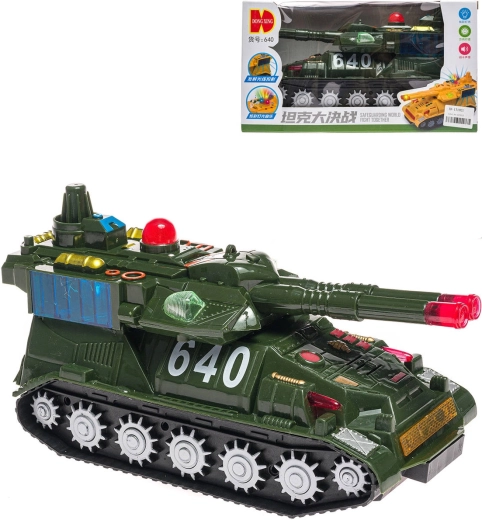 Tank à chenilles en plastique à friction avec lumière et son, en boîte - 1 pièce