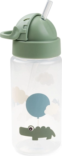 Bouteille avec paille Done by Deer Happy clouds verte 350 ml