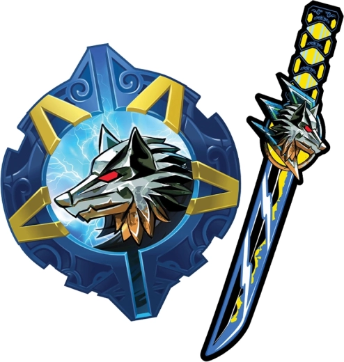 Épée et bouclier samouraï en mousse – motif loup