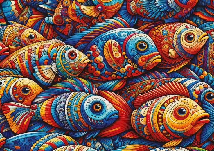 Puzzle ART PUZZLE Poissons mosaïqués 1000 pièces