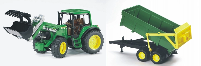 Tracteur Bruder John Deere 6920 avec chargeur frontal et remorque