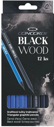 Crayons graphite CONCORDE Black Wood HB, triangulaires, 12 pcs