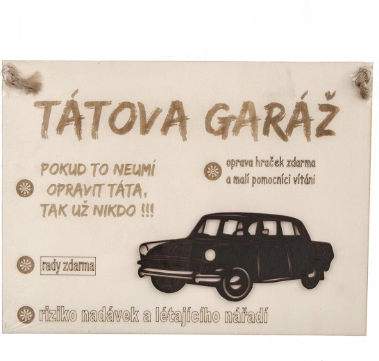 Panneau en bois « Garage de papa » 28 × 21 cm