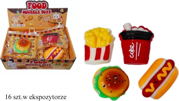 Jouets antistress à presser Fast Food Mix - 3 pièces
