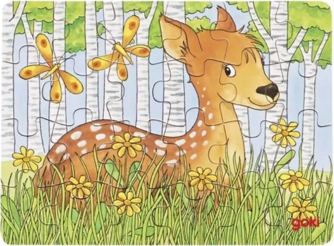 Goki puzzle en bois Animaux de la forêt – faon, 24 pièces