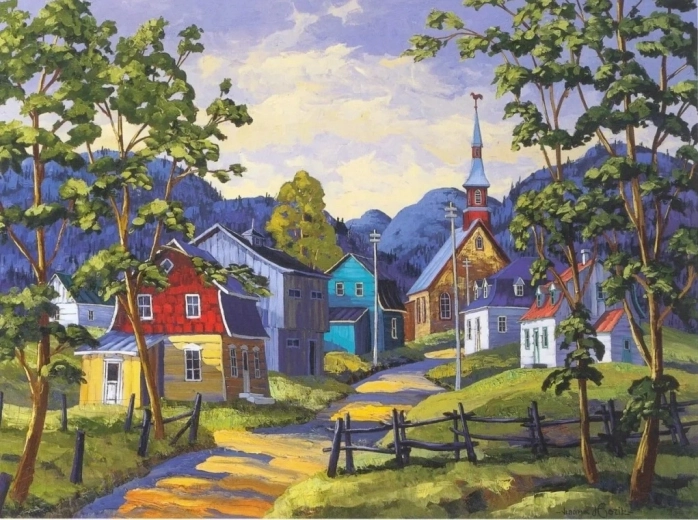 Norimpex peinture diamant ville colorée dans les montagnes 30 × 40 cm