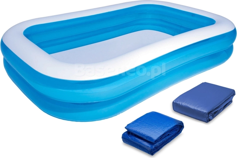 Piscine familiale gonflable avec couverture et tapis 262 × 175 × 51 cm BESTWAY