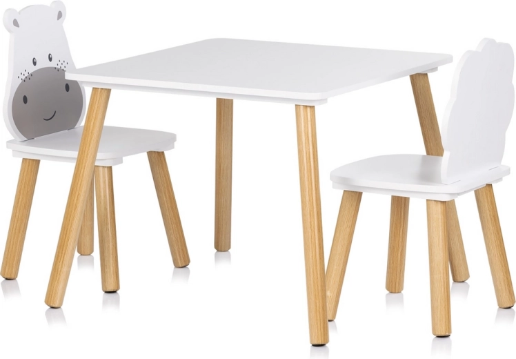 Table enfant en bois avec chaises HIPPO et LION