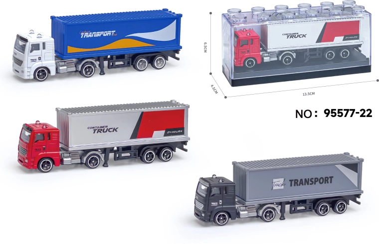 Modèle métallique de camion porte-conteneurs 1:64