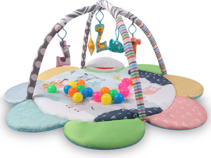 TinyMini tapis d’éveil éducatif 2-en-1 Fleur Zoo