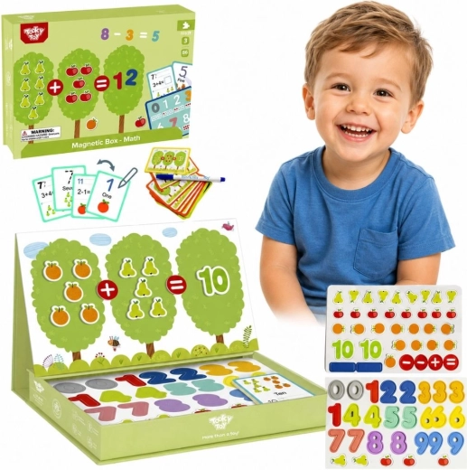 Tooky Toy puzzle Montessori magnétique en bois – boîte d’apprentissage des mathématiques (86 pièces)