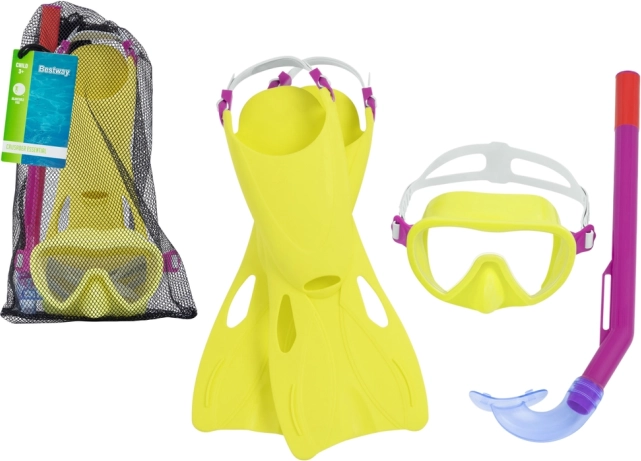 ensemble de snorkeling pour enfants BESTWAY – masque, tuba et palmes, jaune