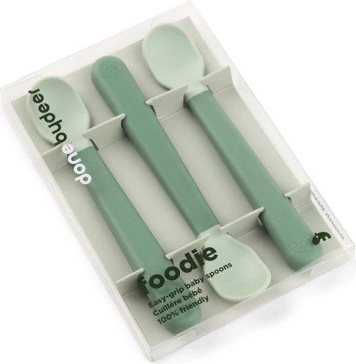 Done by Deer cuillères pour enfant Easy-grip Foodie vertes (3 pcs)