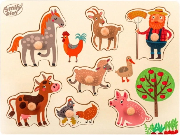 Puzzle à encastrer en bois – animaux de la ferme