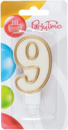 Bougie d’anniversaire dorée chiffre 9