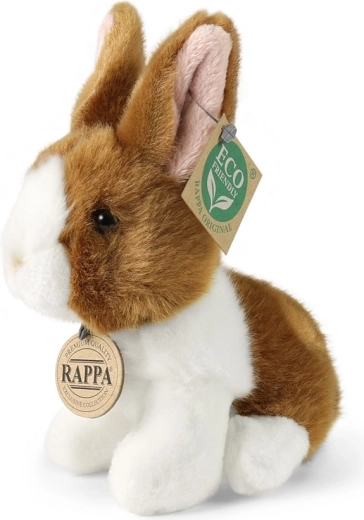 Lapin en peluche Rappa blanc et marron assis 16 cm