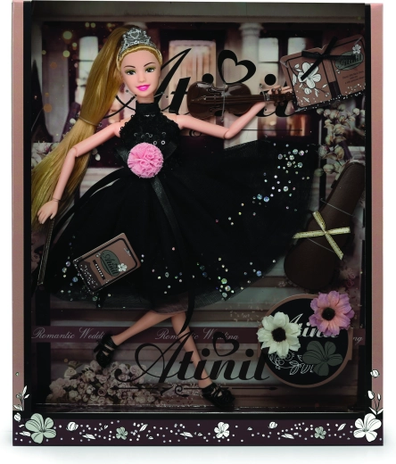 Poupée en robe de soirée avec accessoires 28 cm