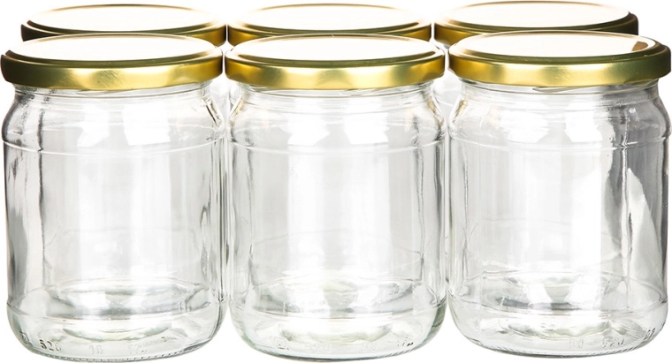 Lot de 6 bocaux de conservation 520 ml avec couvercles dorés Ø 82
