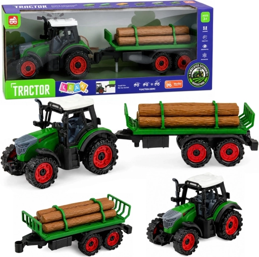 Tracteur agricole pour enfants avec remorque à bois à entraînement à inertie 35 cm