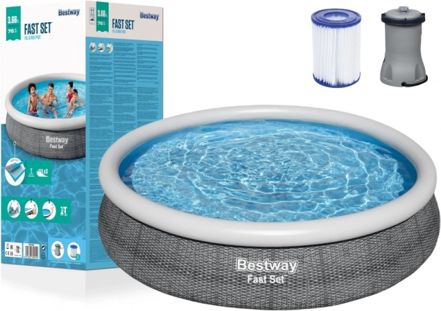 Piscine gonflable BESTWAY Fast Set 366 × 76 cm avec filtration