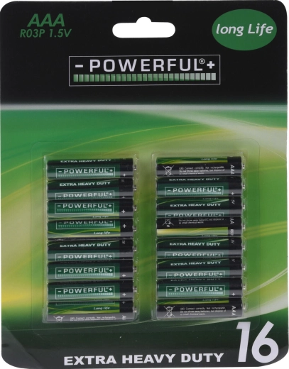 Piles zinc-carbone AAA Extra Heavy Duty, lot de 16