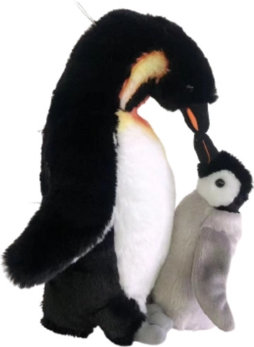 Pingouin en peluche avec petit 28 cm