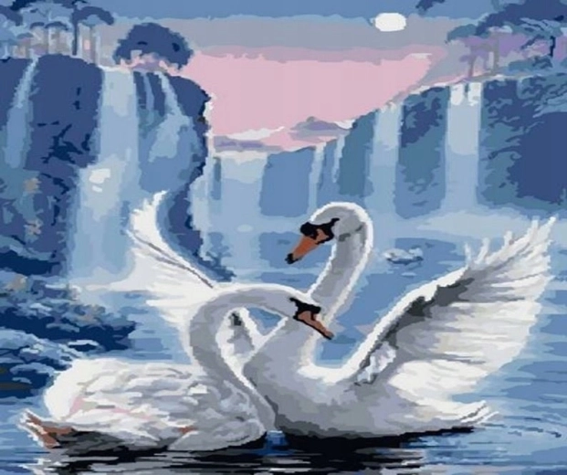 Norimpex Peinture par numéros Couple de cygnes 40 × 50 cm