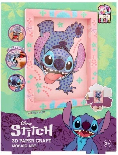 Origami DISNEY tableau Stitch mosaïque 3D en papier 26 × 35 cm