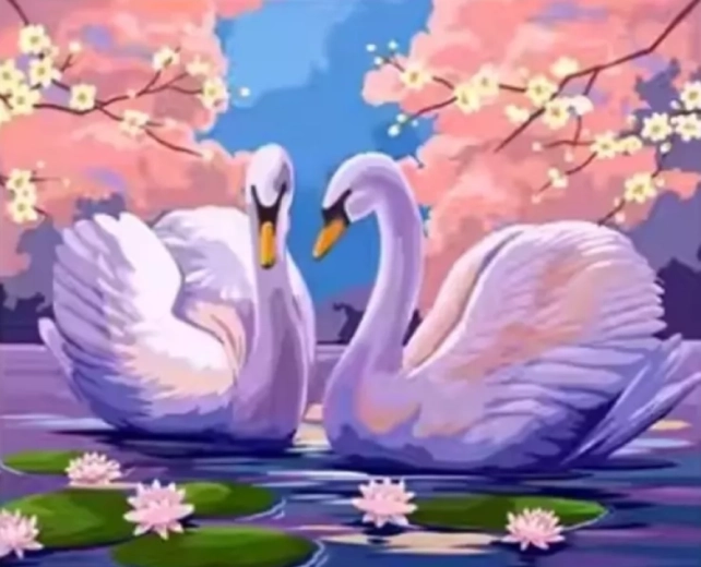 Peinture par numéros cygnes 40 × 50 cm