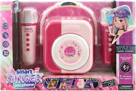 Set karaoké avec 2 microphones Bluetooth – rose
