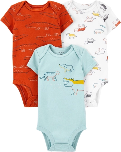 Body bébé Carter’s à manches courtes Dino, lot de 3, taille 56 (NB)