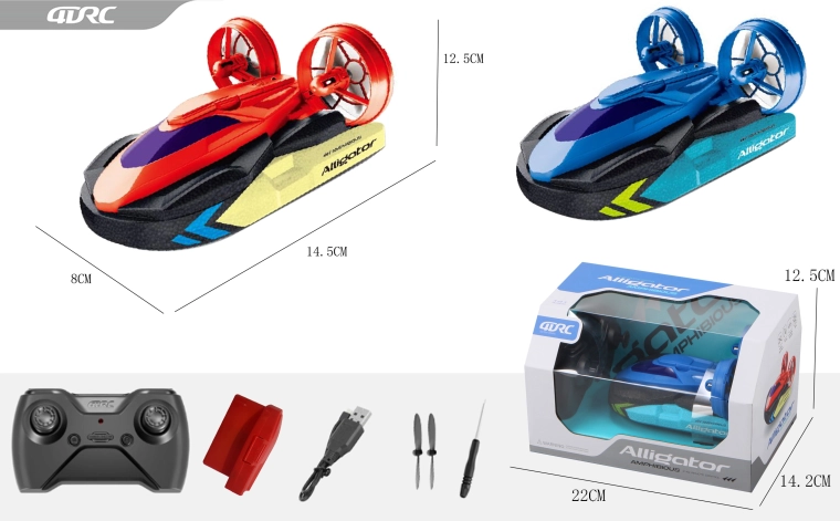 Aéroglisseur RC 2-en-1 télécommandé 14,2 cm - bleu