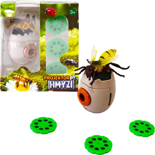 Projecteur pour enfants en forme d’œuf sur le thème des insectes avec 3 disques interchangeables
