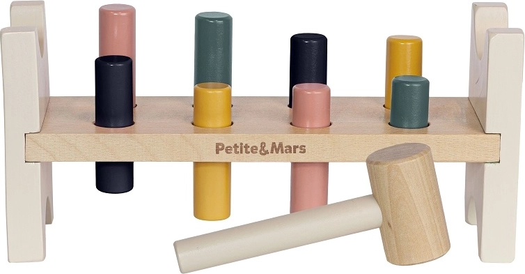 Banc à marteler en bois PETITE&MARS Big Bang, Aurora rose, 12m+