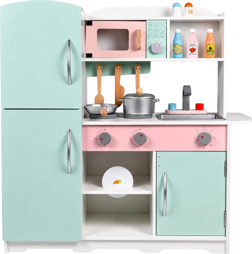 Grande cuisine enfant interactive en bois avec accessoires - 1 pièce