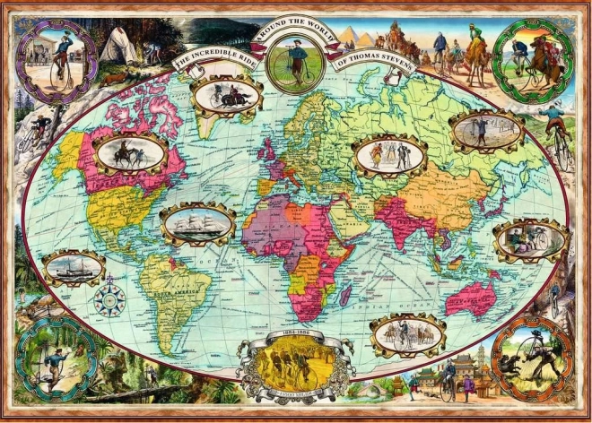 Puzzle Ravensburger Tour du monde à vélo 1000 pièces