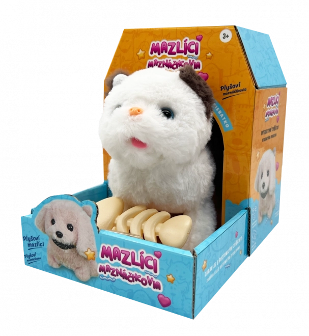 Chatte en peluche interactive Micka avec petit poisson