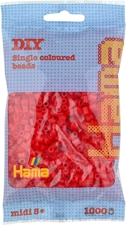 Perles à repasser Hama Midi – rouge transparent (1000 pcs)