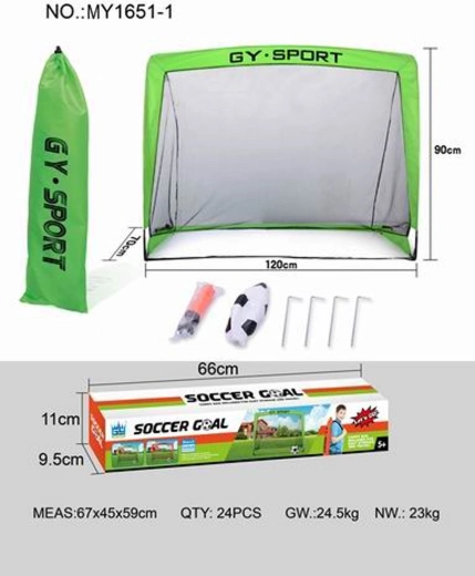 But de football pliable vert avec accessoires