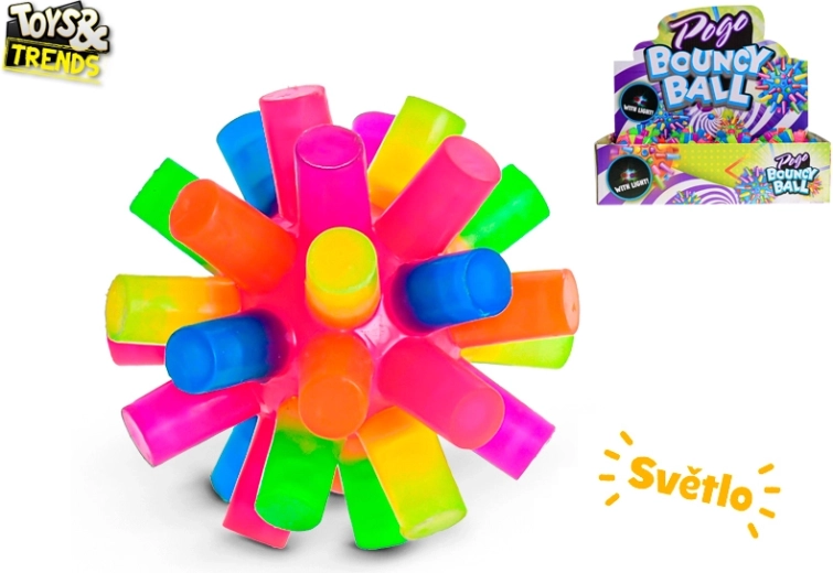 Balle rebondissante lumineuse colorée 7,5 cm à piles