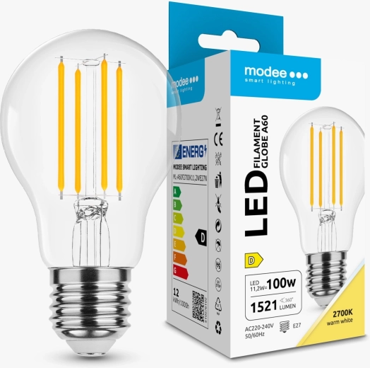 Modee Smart Lighting ampoule LED à filament Globe A60 E27 11,2 W blanc chaud