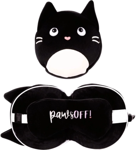Coussin de voyage avec masque pour les yeux Relaxeazzz – Chat