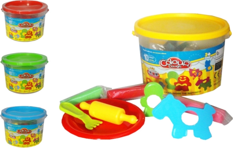 Set de pâte à modeler pour enfants dans un seau – 10 couleurs avec accessoires