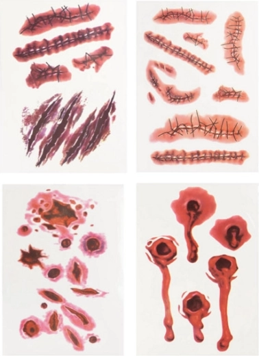 Tatouages lavables avec motif de blessures sanglantes